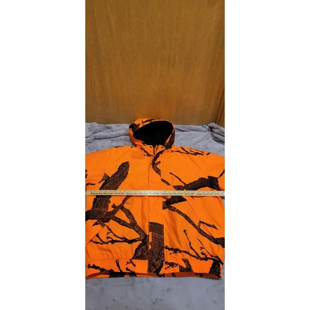 Creek Side Blaze Orange Camo Insulated Hunting Jacket Mens XL Hooted Full Zip